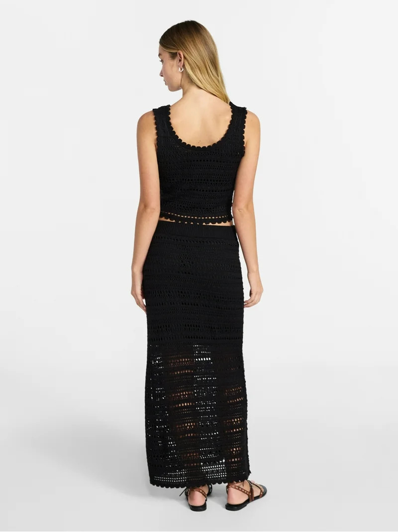 No Boundaries Cotton Pointelle Tank Top and Maxi Skirt Set, 2-Piece, Women’s XXS-XXL | Walmart (US)