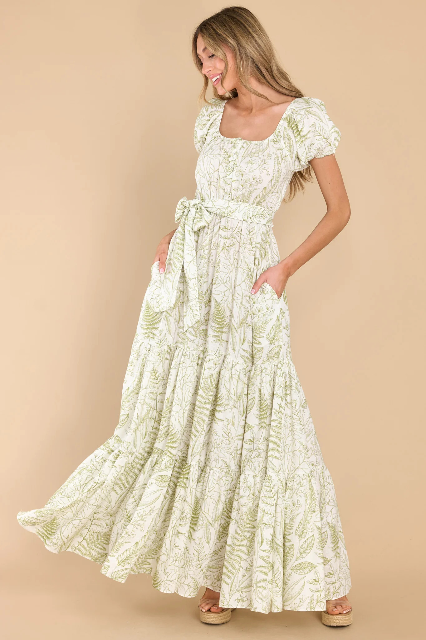 To New Hellos Green Print Maxi Dress | Red Dress 