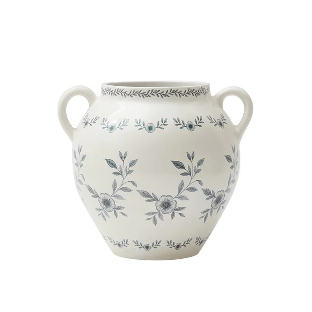 My Texas House 8" White Double Handle Ceramic Floral Vase | Walmart (US)
