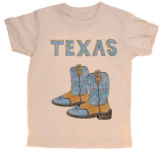 orangeheat | Kids Boots Texas T-Shirt, (Natural Organic, Size 12Y) | Maisonette | Maisonette
