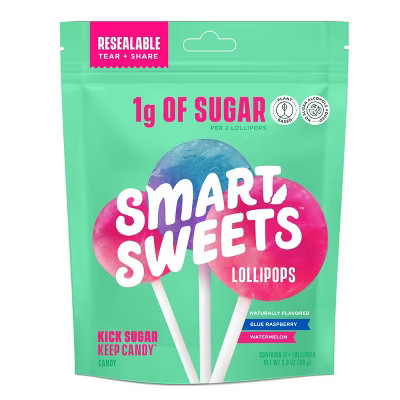 SmartSweets Lollipops, Watermelon & Blue Raspberry Candy - 3oz | Target