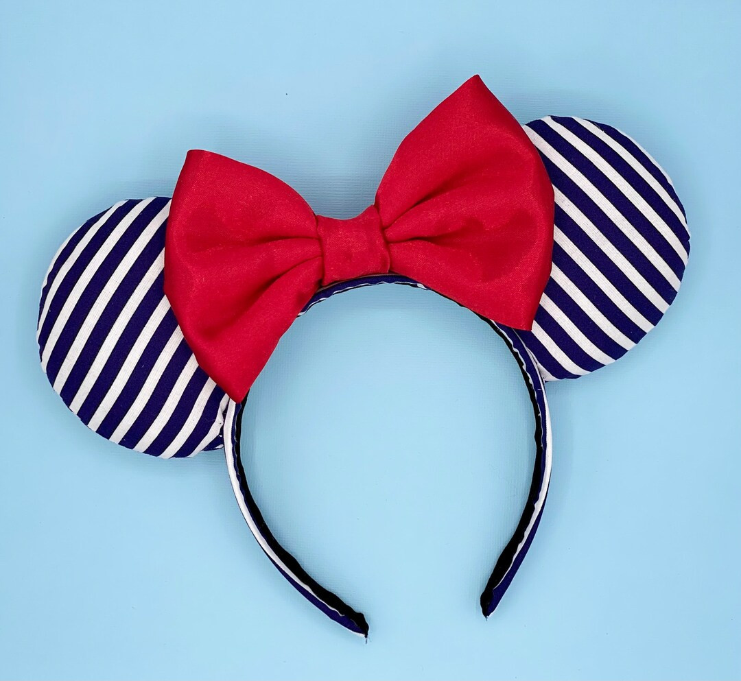 MADE TO ORDER Cruise Mouse Ears Headband Mouse Ears Nautical Ears Navy and White Striped Ears - E... | Etsy (US)