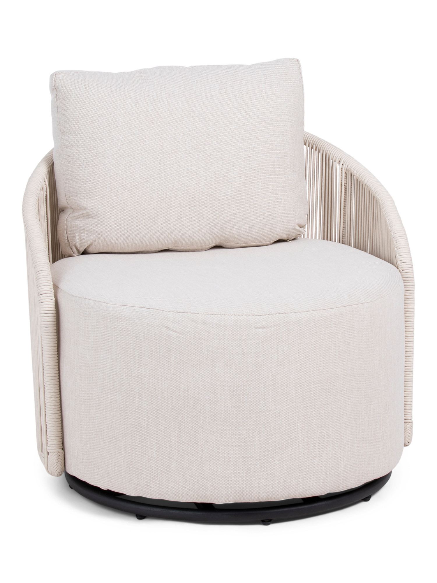 30.25x27.5 Outdoor Rope Detail Upholstered Swivel Chair | TJ Maxx