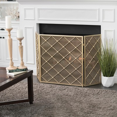 Christopher Knight Home Chelsey Modern Iron 3 Panel Fireplace Screen, Gold | Target