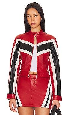 superdown Jackie Faux Leather Moto Jacket in Red from Revolve.com | Revolve Clothing (Global)