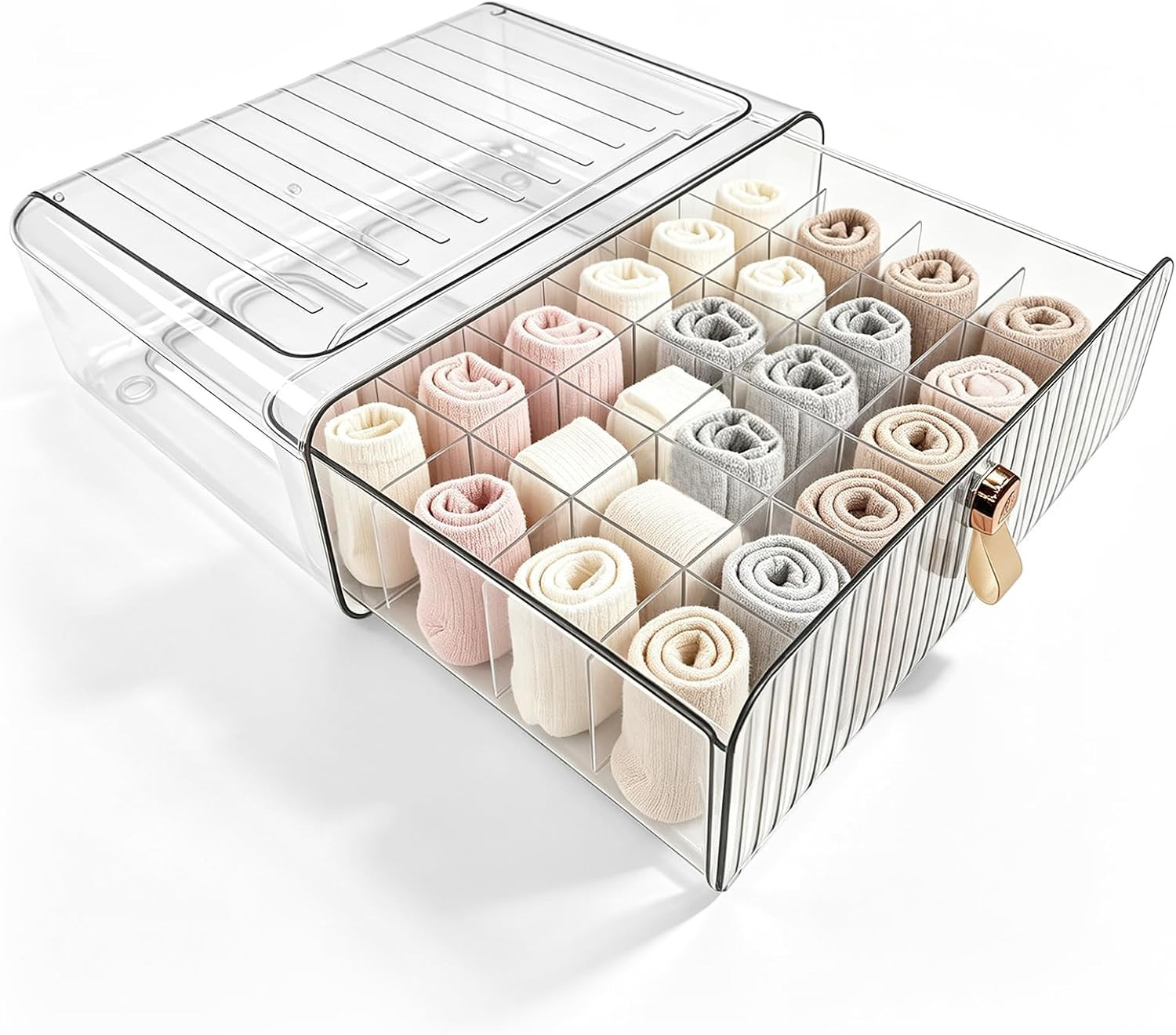 Sock Underwear Drawer Organizer, 24 Cell Storage Box for Closet | Amazon (US)
