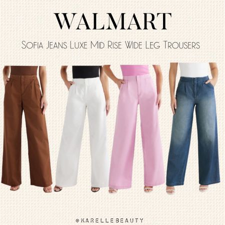 Walmart Sofia Jeans Lightweight Luxe Mid Rise Wide Leg Trousers, 32" Inseam, Sizes 0-20

#LTKSeasonal #LTKfindsunder50 #LTKplussize