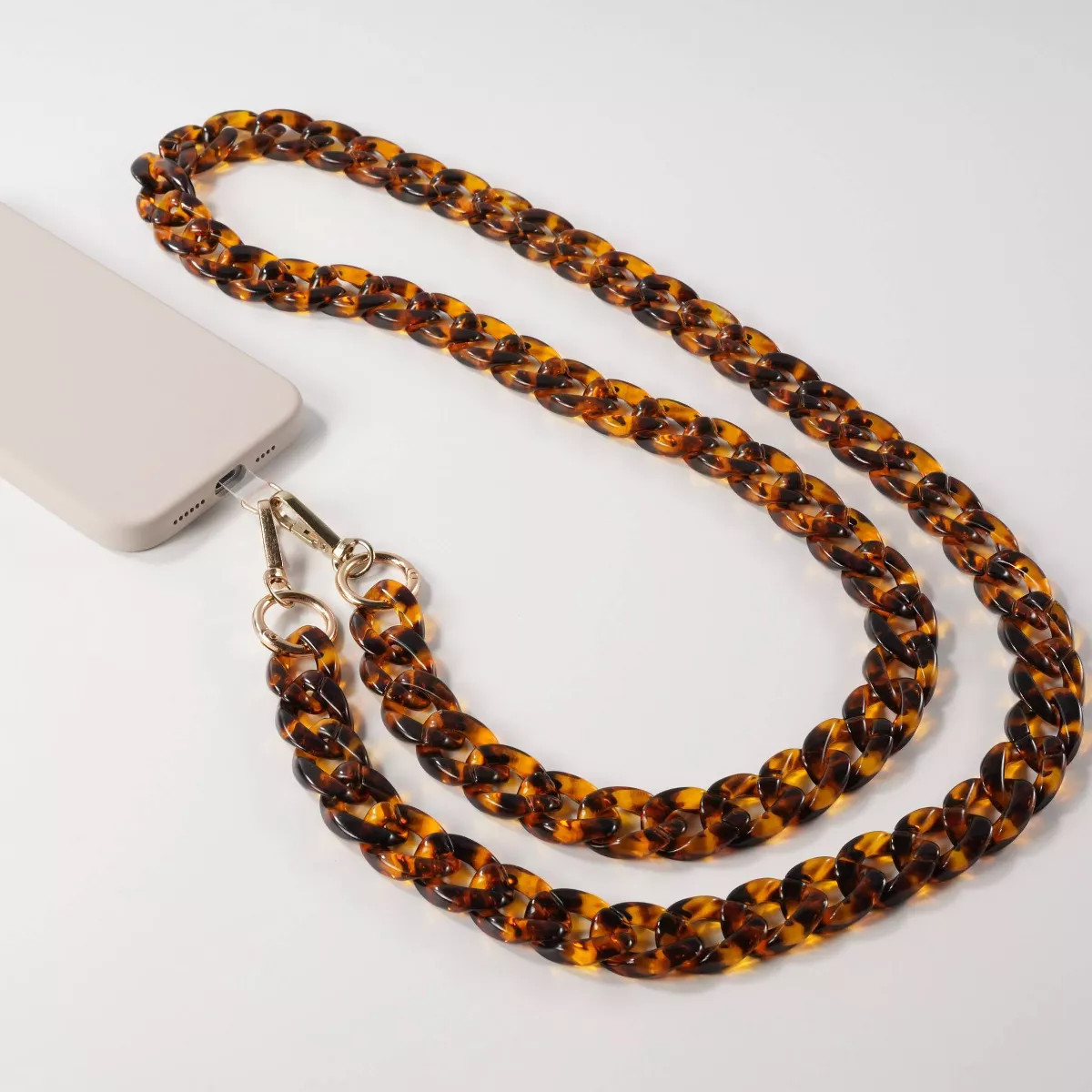 Hello Lux Resin Link Chain Phone Crossbody Strap - Tortoise | Target
