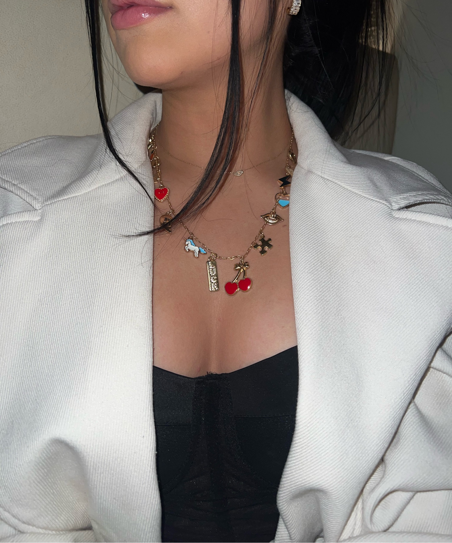 DIY charm necklace 🍒🎀🍦⭐️🩵