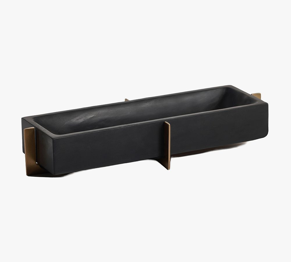 Bellem Handcrafted Marble Rectangle Tray On Brass Stand | Pottery Barn (US)