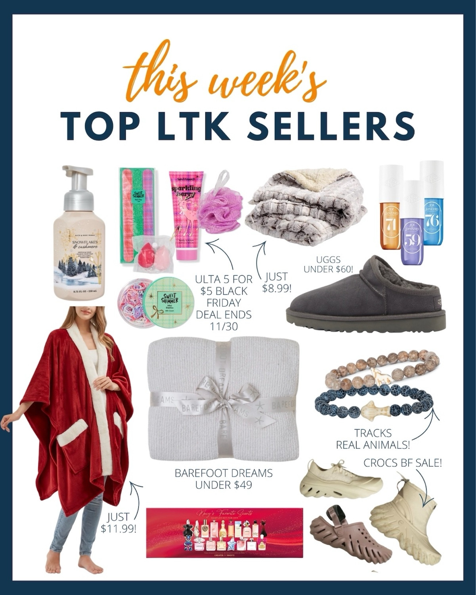 🎉✨ These Top 10 Best-Sellers on LTK are what everyone’s snagging right now—and for good reason! 🙌 From must-have Crocs Black Friday sale 🩴 to $1 stocking stuffers at Ulta Beauty 💄, these picks are flying off the (virtual) shelves. 🎁
Don’t miss your chance to grab these crowd-favorites before the 🔥 sales end! 🛒💥 #LTKTopSellers #HolidayShoppingMadeEasy #MustHaveGifts

#LTKHoliday #LTKCyberWeek #LTKGiftGuide