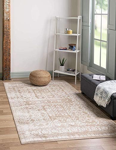Unique Loom Oxford Collection Geometric Border Beige/Ivory Area Rug (9' 0 x 12' 0) | Amazon (US)