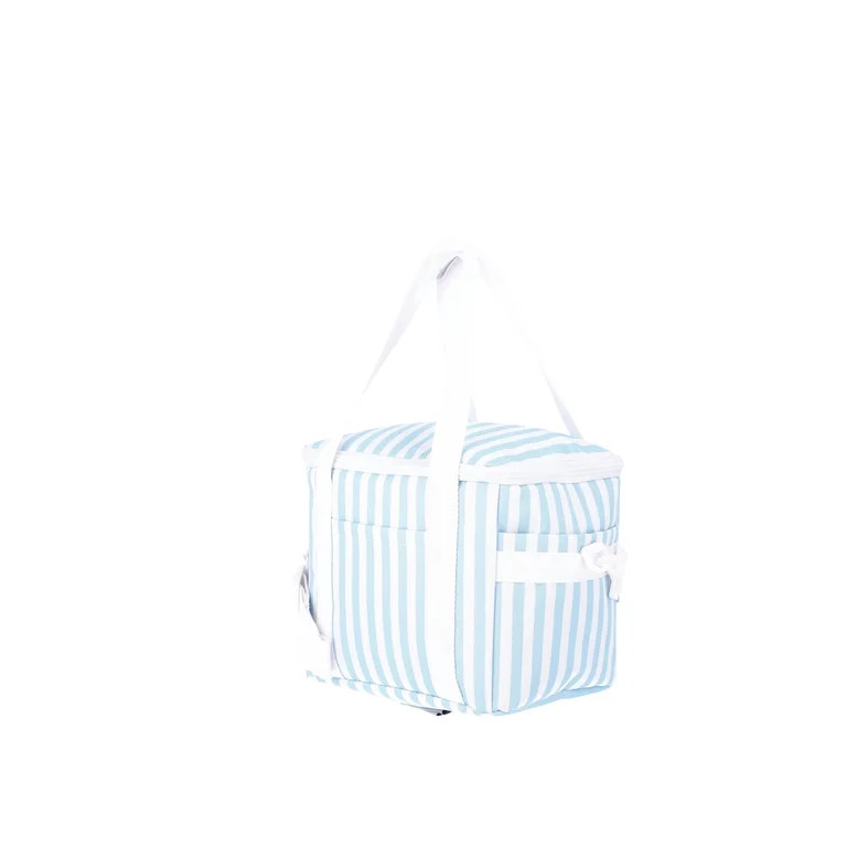 No Boundaries Beach Mini Cooler Tote Bag, Blue Stripe, Women's | Walmart (US)
