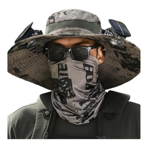 Solar Powered FanHat, Solar Fan Hat with Fans Solar Power, Outdoor Wide Brim Sun Hat with Solars Fan (US, Alpha, One Size, Patern A, Double Fan) | Amazon (US)