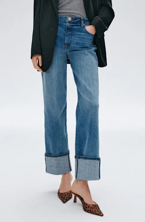 KUT from the Kloth Sienna High Waist Cuffed Hem Wide Leg Jeans in Stewardship at Nordstrom, Size 0 | Nordstrom