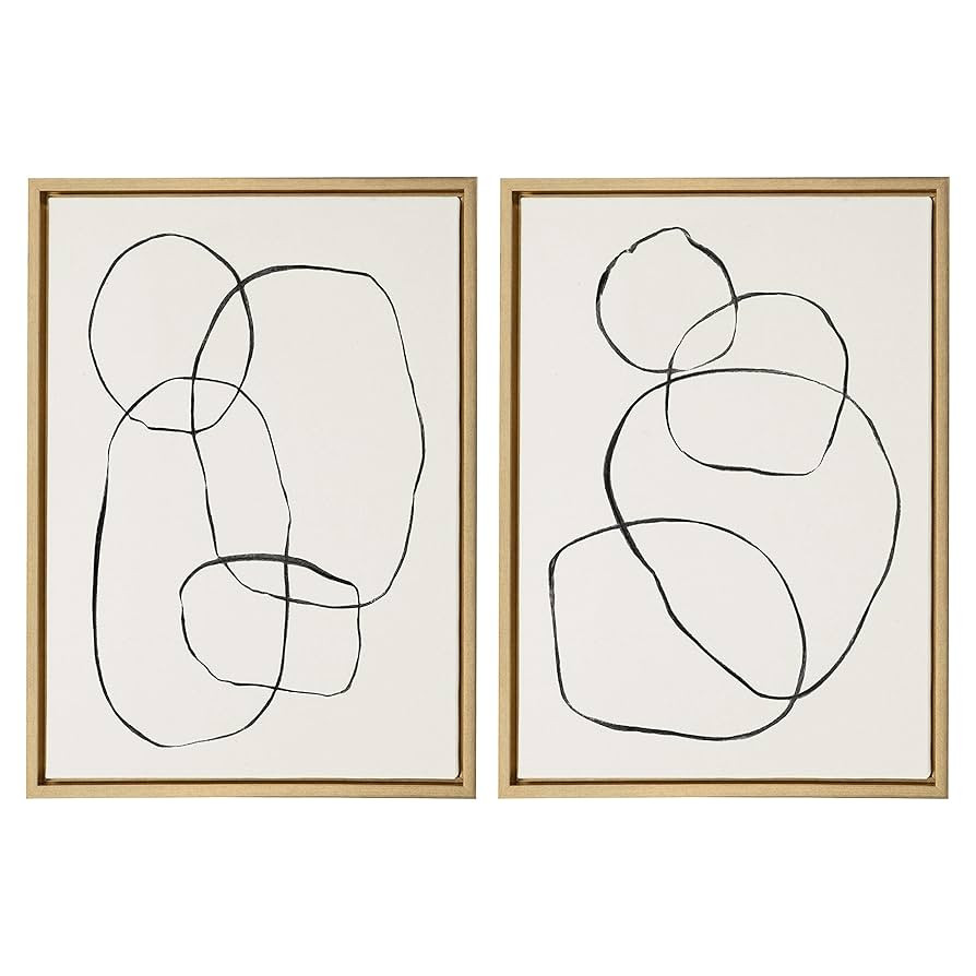 Kate and Laurel Sylvie Modern Circles and Going in Circles Framed Linen Textured Canvas Wall Art ... | Amazon (US)