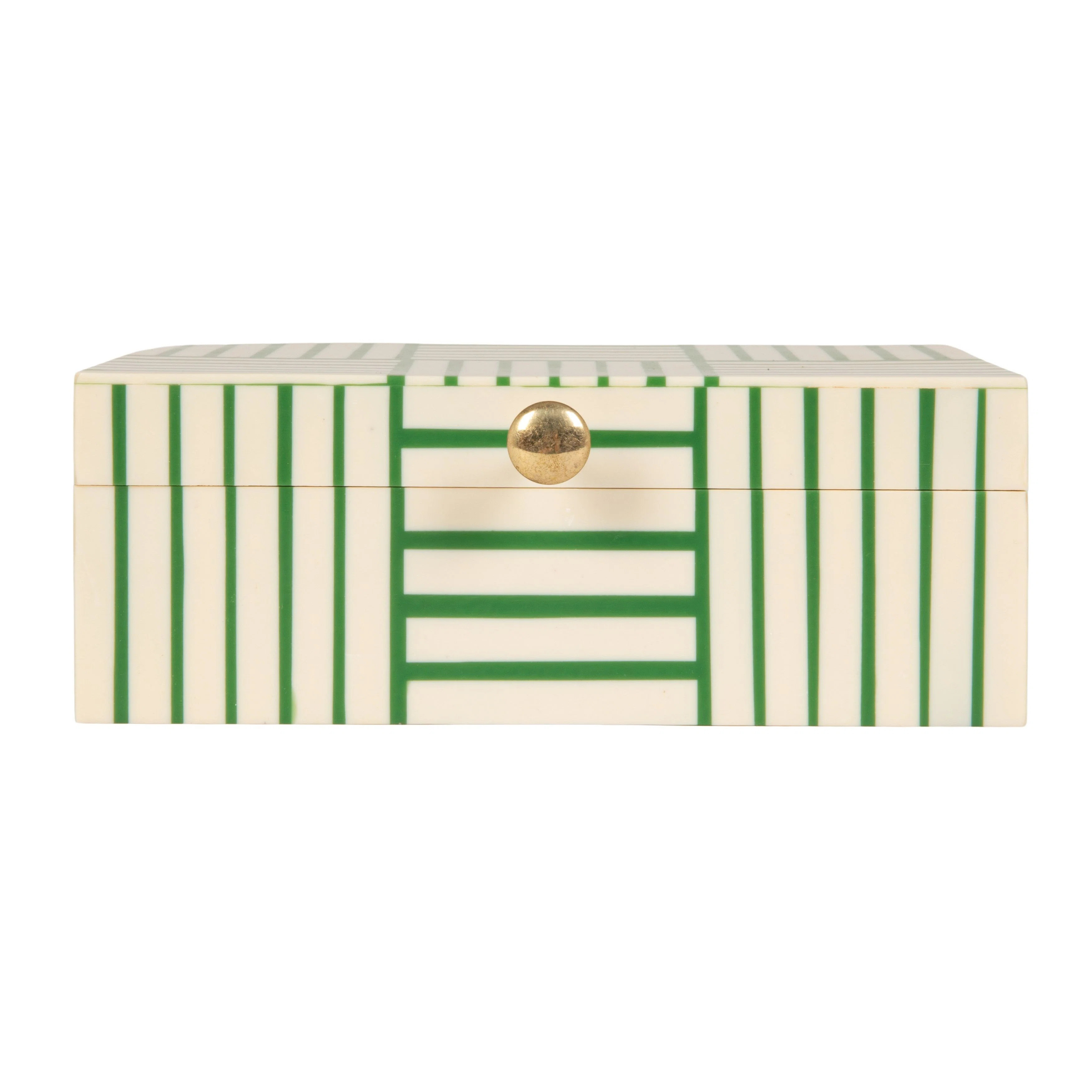 Jona Green & White Striped Resin Storage Box | Wayfair North America