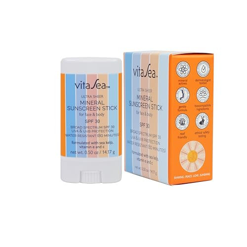 Noodle & Boo VitaSea Ultra Sheer Mineral Sunscreen Stick For Face and Body, Broad Spectrum Reef Friendly SPF 30, UVA & UVB Protection, Formulated with Sea Kelp, Vitamin E & C, 0.50 Oz. | Amazon (US)