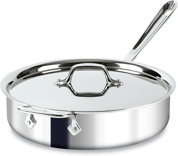 All-Clad D3 3-Ply Stainless Steel Sauté Pan 4 Quart Induction Oven Broiler Safe 600F Pots and Pa... | Amazon (US)