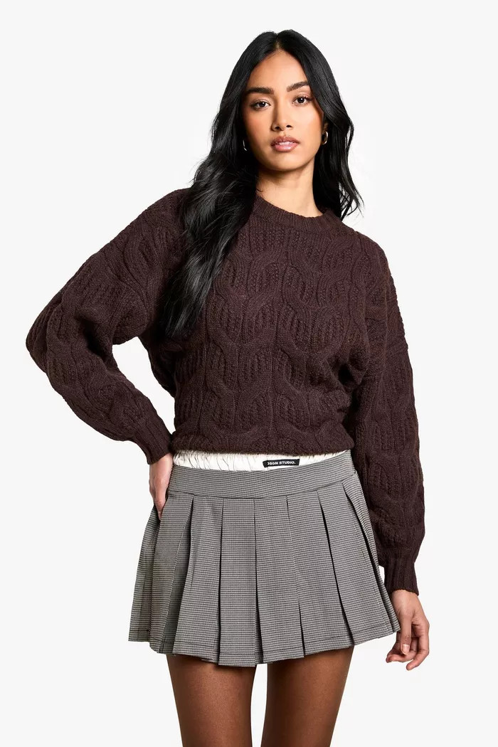 Satin Dsgn Waistband Check Mini Tennis Skirt | boohoo (US & Canada)