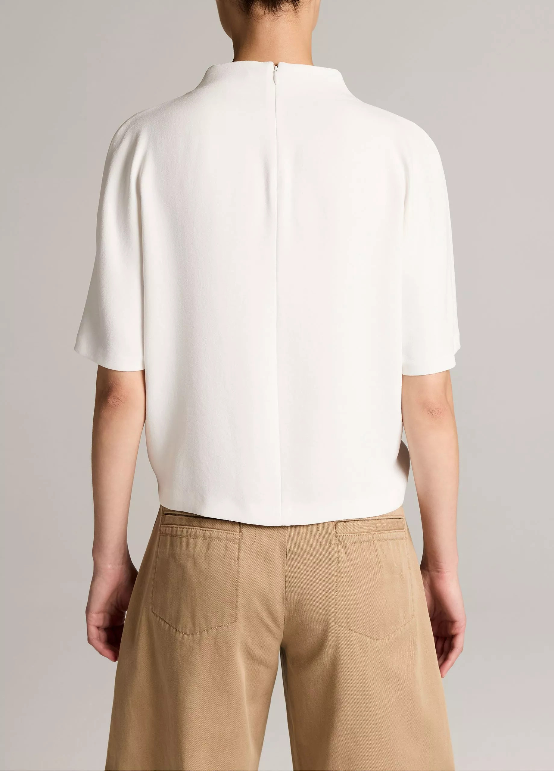 Draped Crepe Funnel-Neck Top | Vince LLC