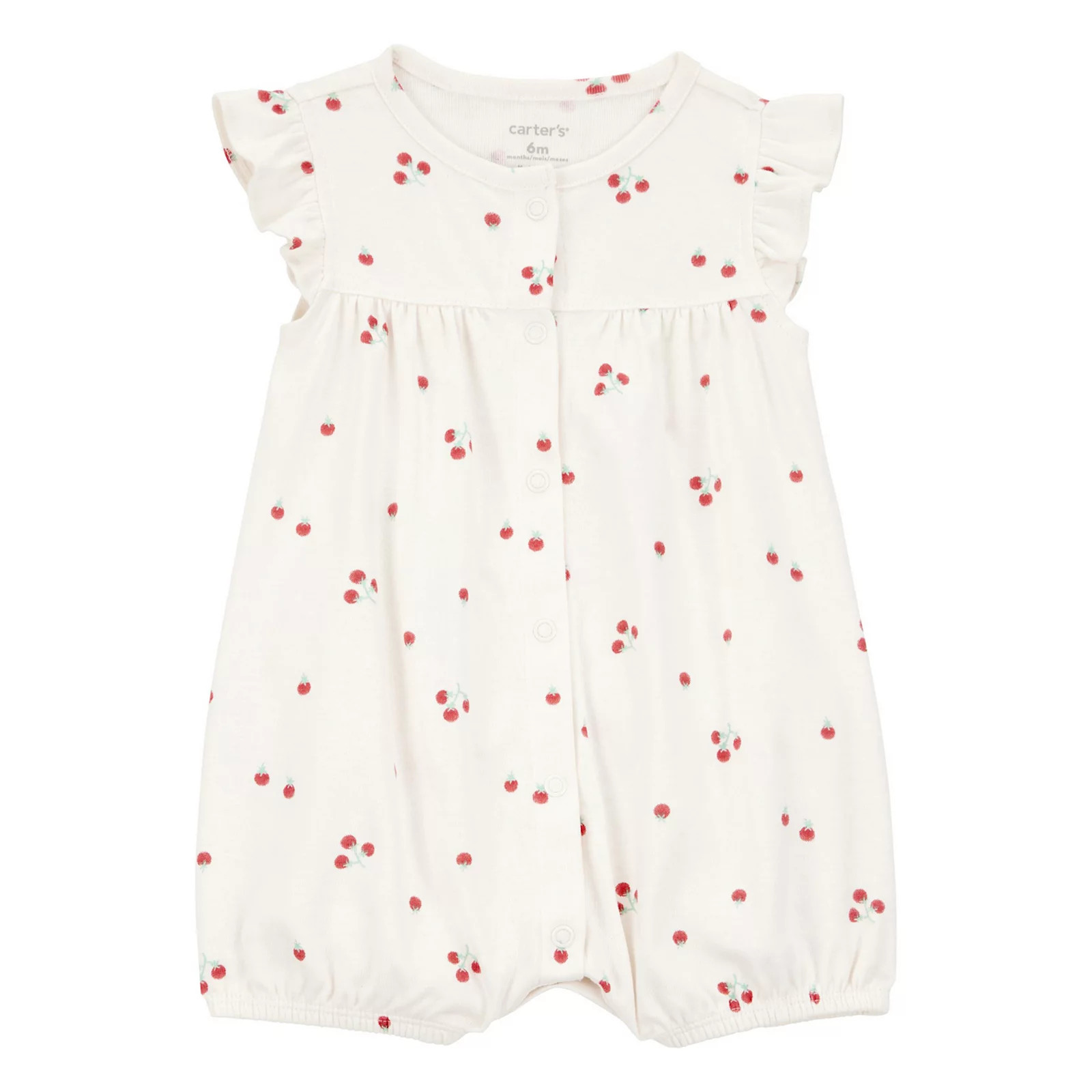 Baby Girl Carter's Tomato Print Snap-Up Cotton Romper, Girl's, Size: 9 Months, Red | Kohl's