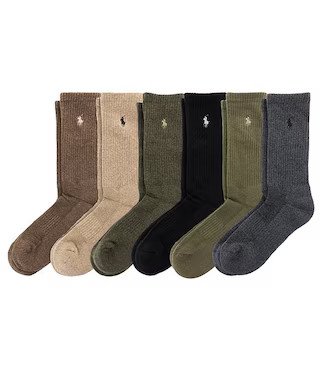 Polo Ralph Lauren Performance Cotton Crew 6-Pack Socks | Dillard's | Dillard's