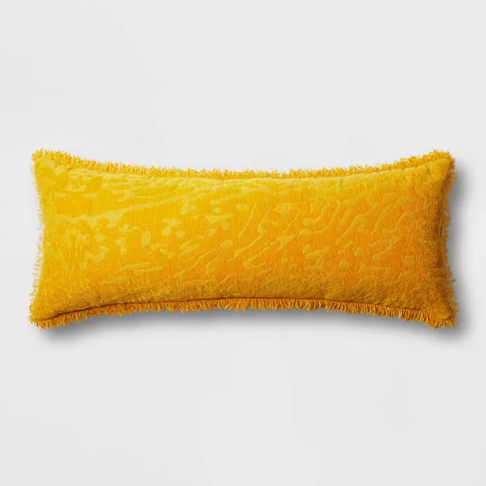 Oversized Oblong Alligator Chenille Fringe Throw Pillow Saffron - Opalhouse™ | Target