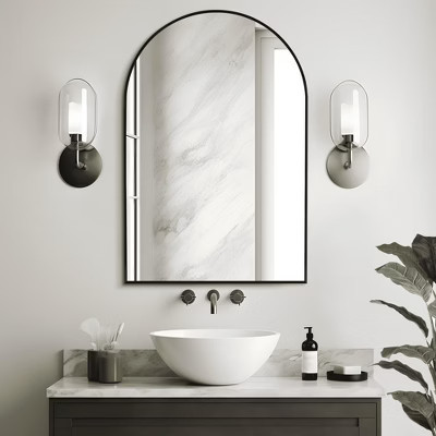 MAYEERTY 35.83x24.02x1.10in Aluminum Thin Edge Right Angle Arch Black Hanging Mirror | Target