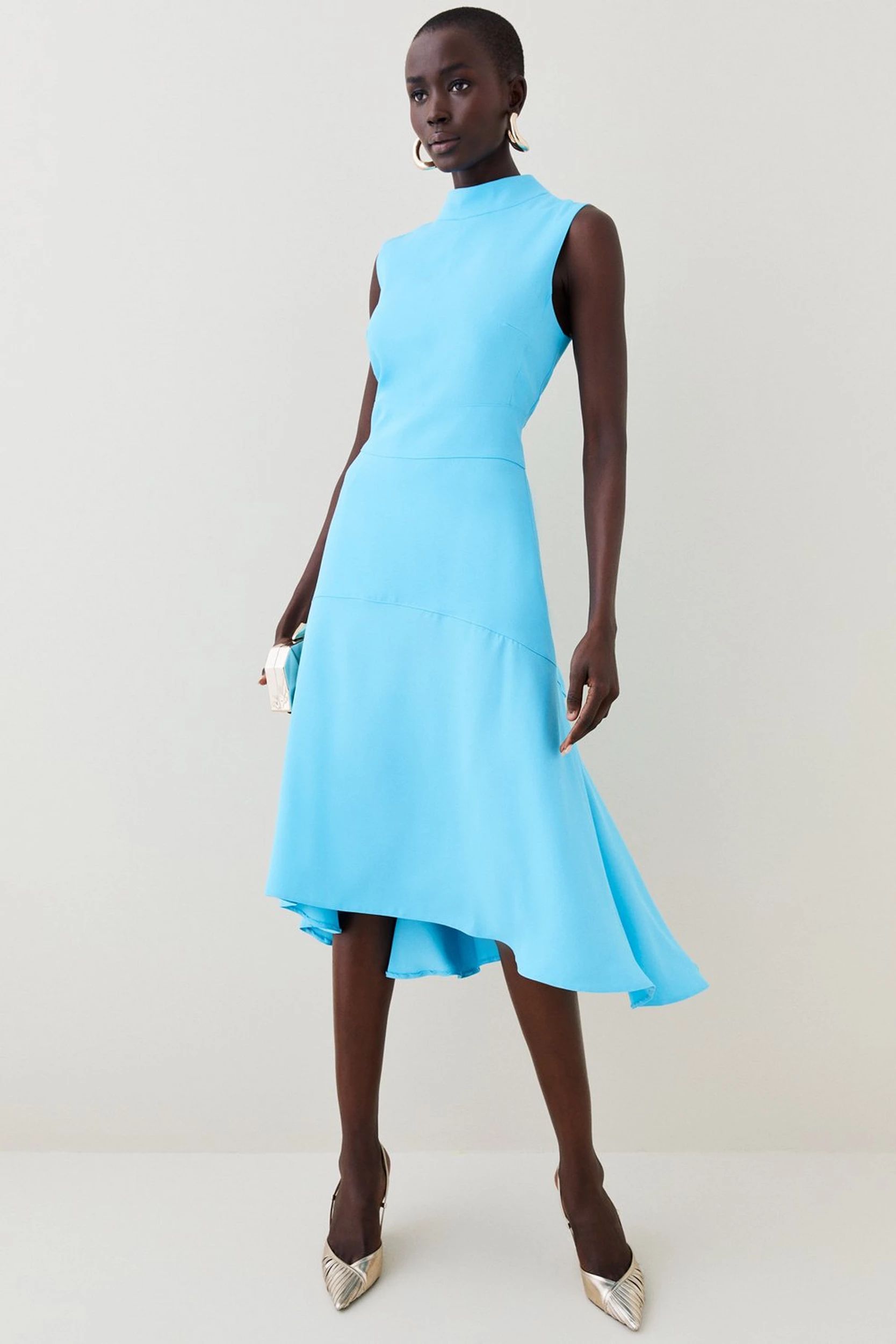Soft Tailored High Low Midi Dress | Karen Millen US