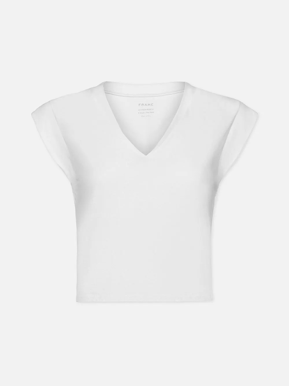 Le High Rise V Neck Tee  in  Blanc | Frame Denim