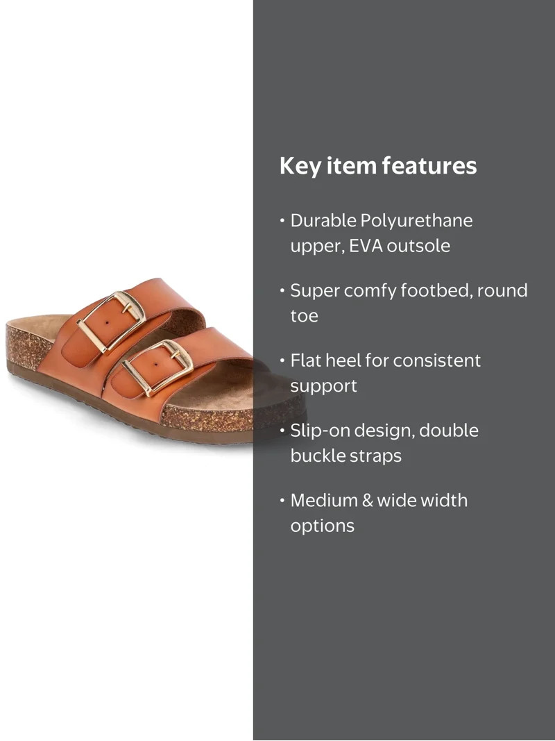 Time and Tru Women's Footbed Slide Sandals, Wide Width Available | Walmart (US)
