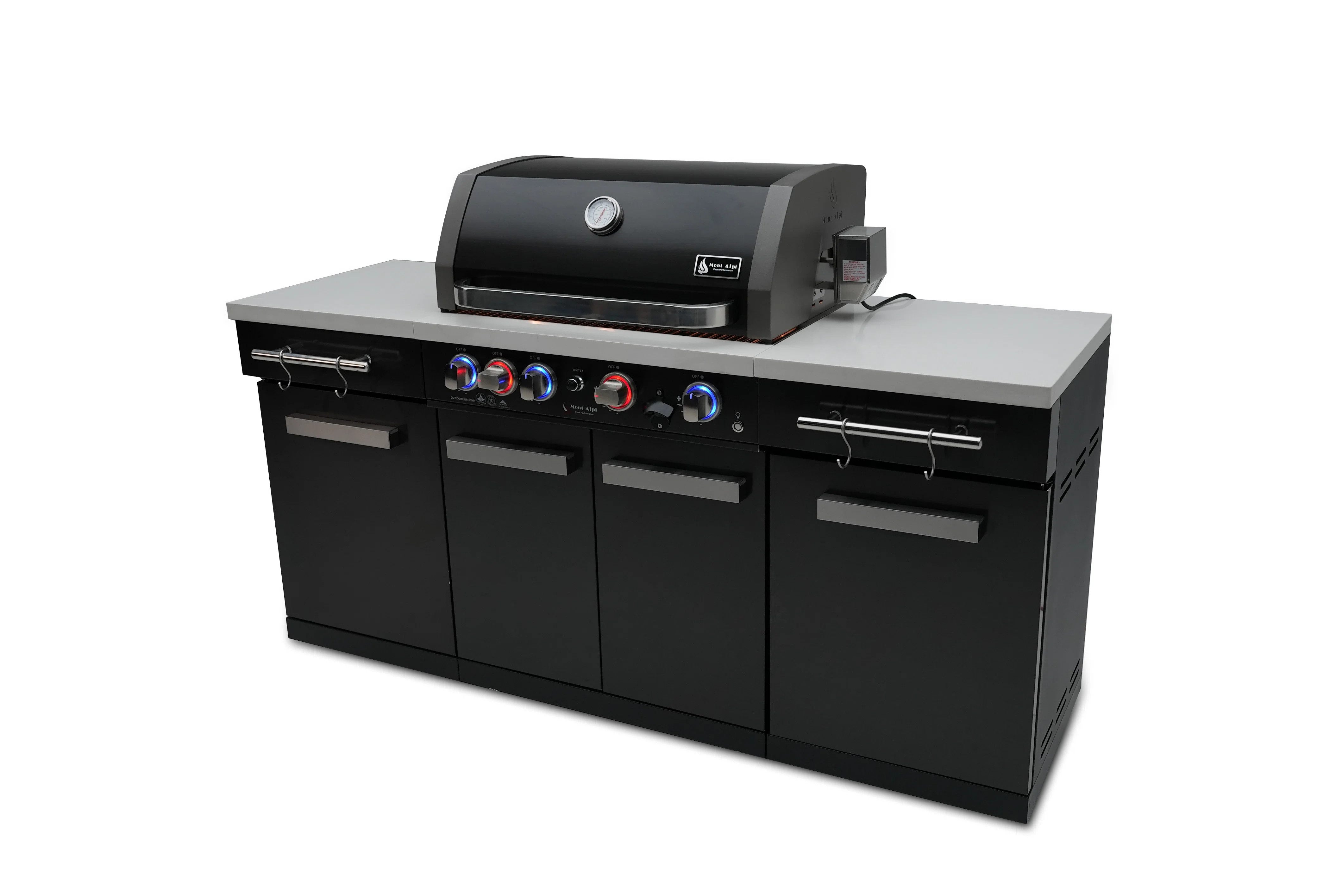 Mont Alpi 5-Burner 63000 BTU Black Stainless Steel Outdoor Kitchen Island Barbecue Gas Grill | Perigold