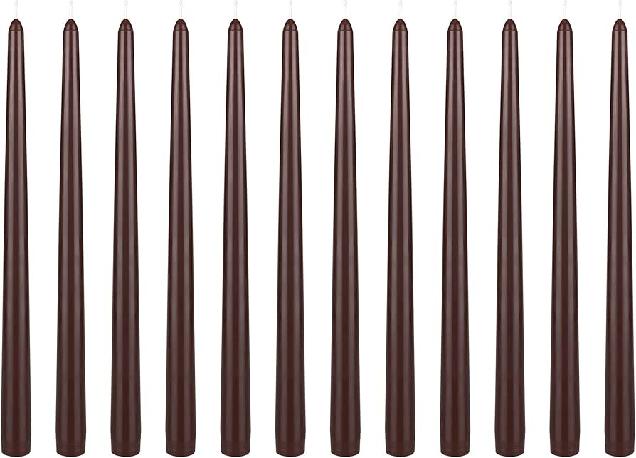 Mega Candles 12 pcs Unscented Brown Taper Candle, Hand Poured Wax Candles 12 Inch x 7/8 Inch, Hom... | Amazon (US)