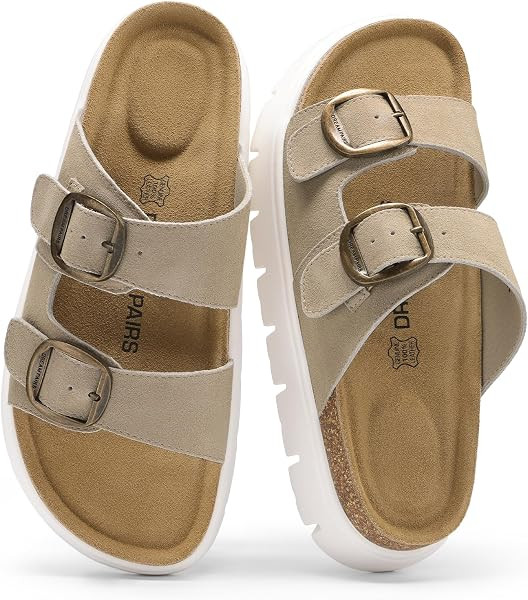DREAM PAIRS Arch Support Cork Chunky Platform Sandals     1.96" heels real leather insole arch su... | Amazon (US)