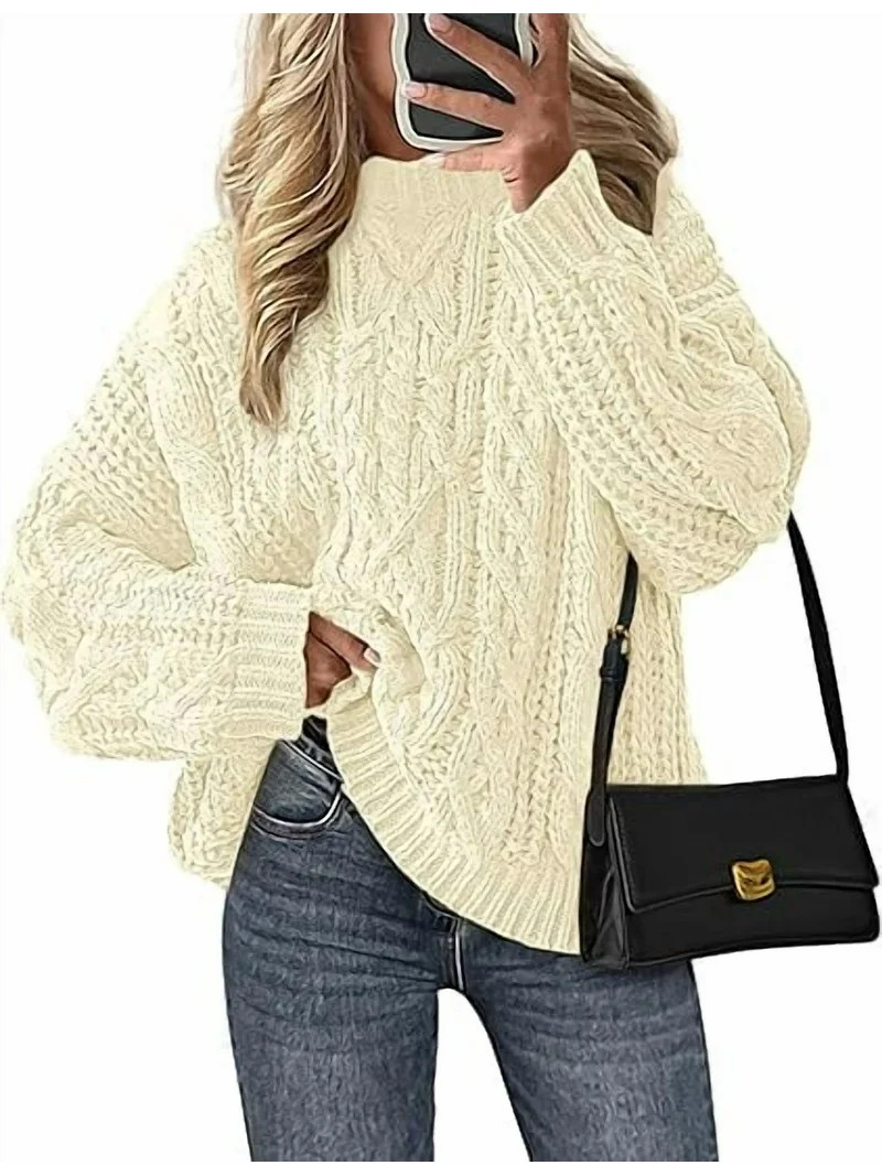 PRETTYGARDEN Women's Oversized Fall Sweaters Casual Long Sleeve Crewneck Chunky Cable Knit Pullov... | Walmart (US)