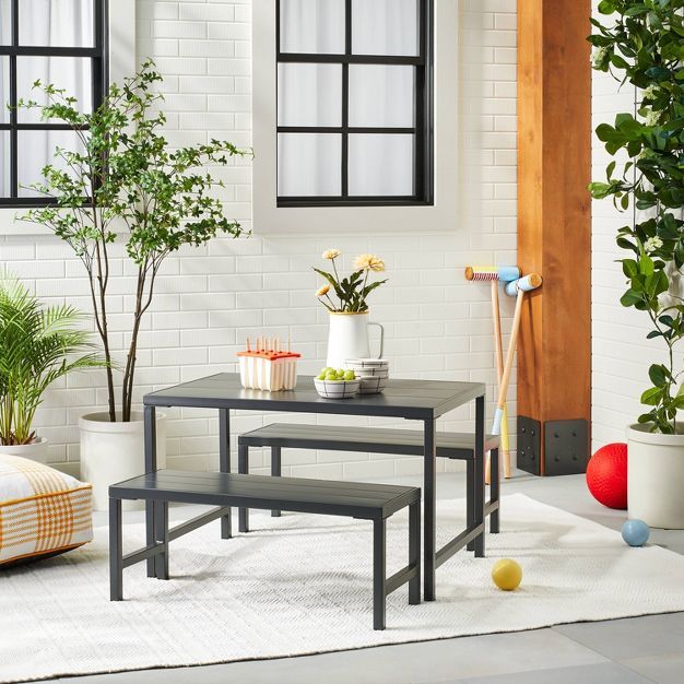 Kids' Metal Outdoor Table Set Railroad Gray - Hearth & Hand™ with Magnolia | Target