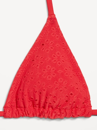 Eyelet Triangle String Bikini Swim Top | Old Navy (US)