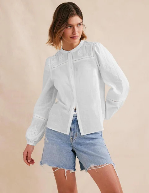 Embroidered Blouson Sleeve Top | Boden (UK & IE)