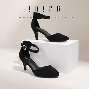 IDIFU Women's IN3 D'Orsay Pumps Low Kitten Heels for Women Dress Shoes Pointed Closed Toe Wedding... | Amazon (US)
