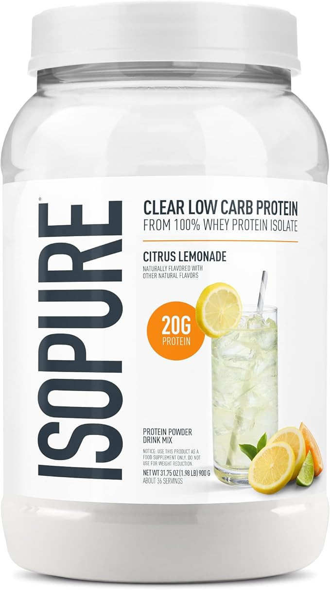 Isopure Clear Whey Isolate Protein Powder Infusions, Lactose Free, Gluten Free, Naturally Flavore... | Amazon (US)