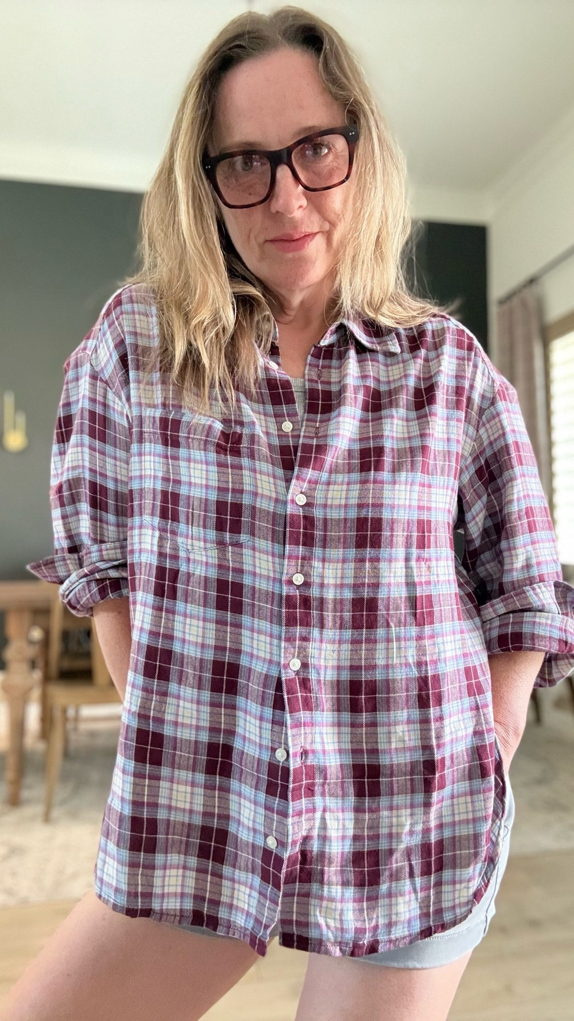 Looks like flannel but it’s not!  Perfect boxy look and lightweight.

#LTKgrwm #LTKootd #LTKOver40