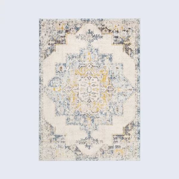 Walker Oriental Area Rug in Blue/Bright Yellow | Wayfair North America