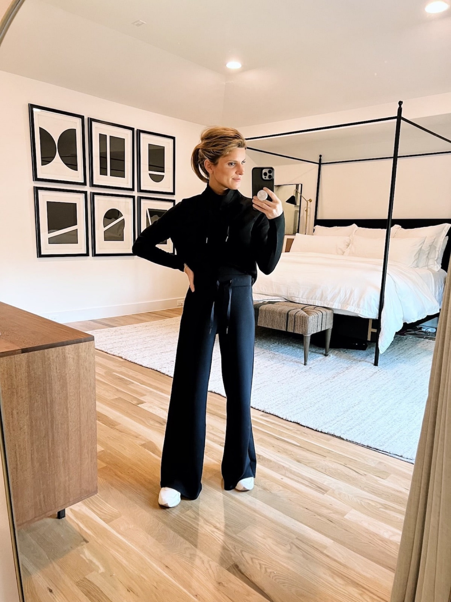 Spanx AirEssentials! Wearing Petit S IN pants. Pullover is old but linked similar (wearing XS)