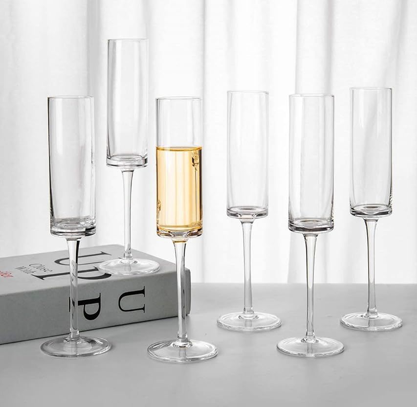 [6-Pack,9.5 Oz]DESIGN•MASTER Stemless Champagne Flute Glasses, Drinking Glasses, All-Purpose Wine Dr | Amazon (US)