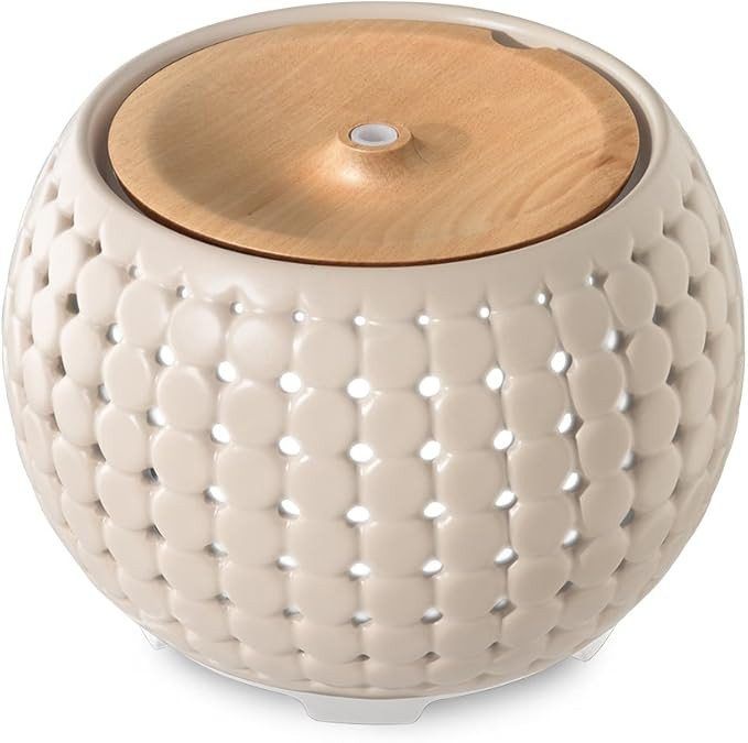 Ellia , Gather Ultrasonic Aroma Diffuser , Grey , Ceramic & Wood | 200mL Humidifier with Color-Ch... | Amazon (US)