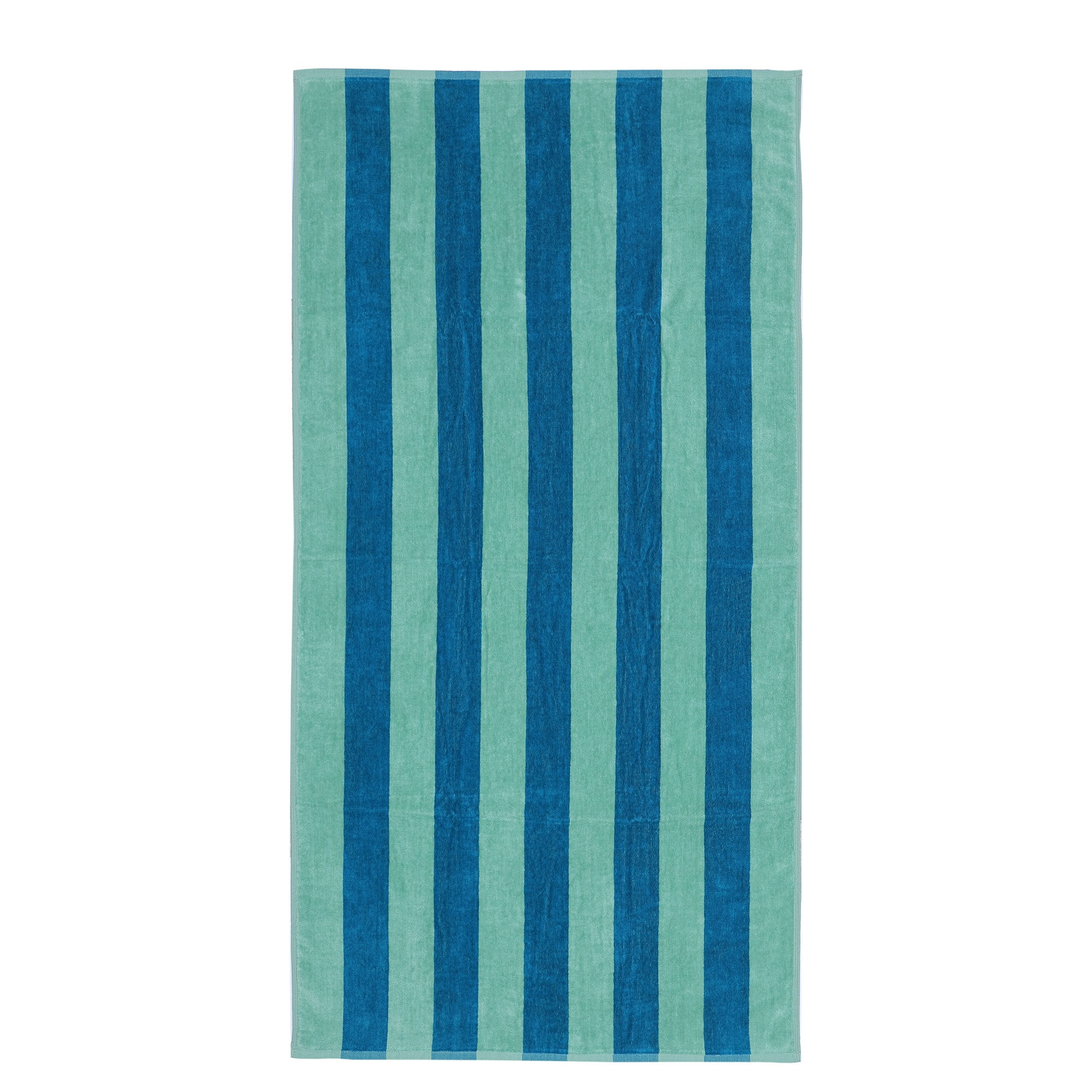 Mainstays Cabana Stripe Cotton Blend Beach Towel, 58" x 28", Teal & Green | Walmart (US)