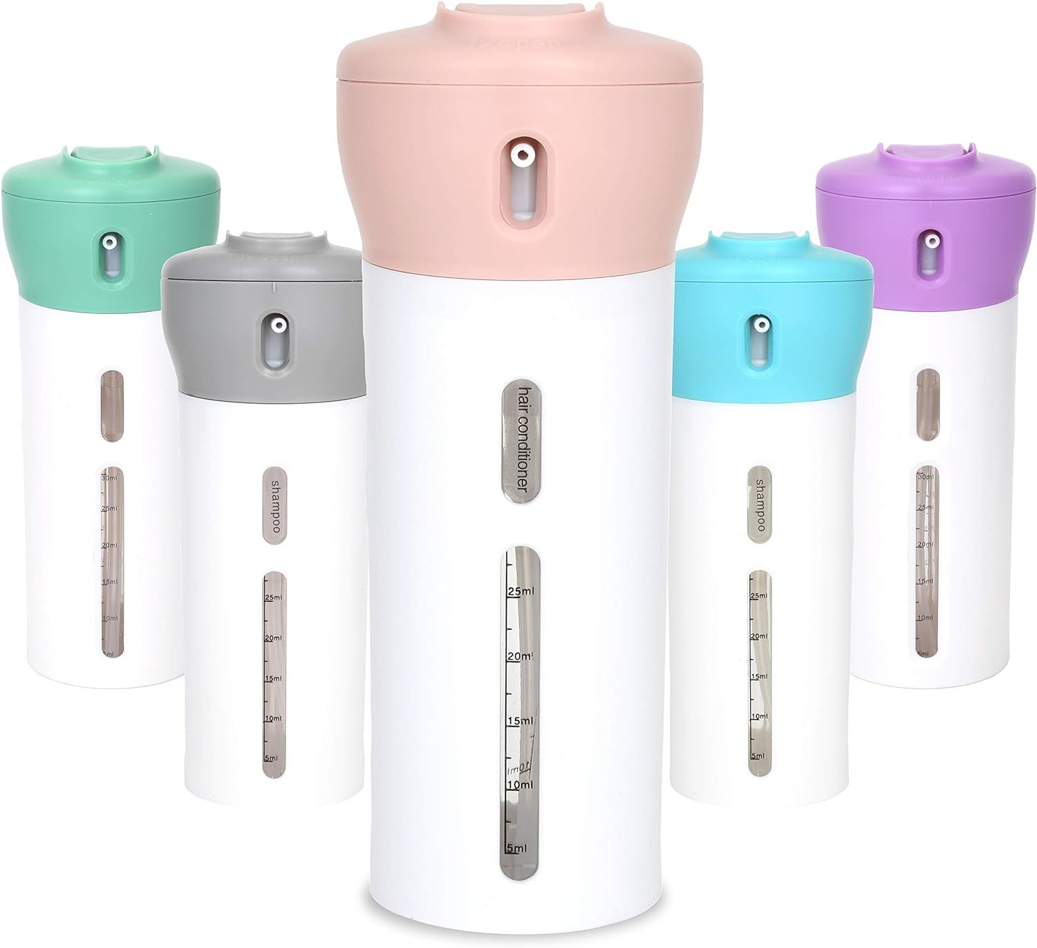 Travigo 4-in-1 Travel Dispenser Bottle, Includes Four Empty Reusable 1.4 oz. (40 mL) Cosmetic Toi... | Amazon (US)