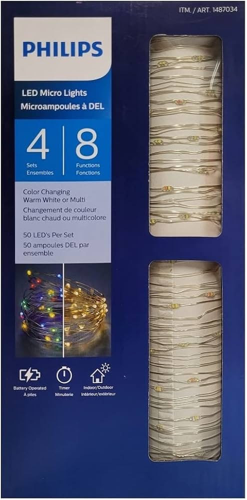 Philips Battery Operated LED Micro Lights Color Changing Warm White/Multi 4 Sets | Amazon (US)