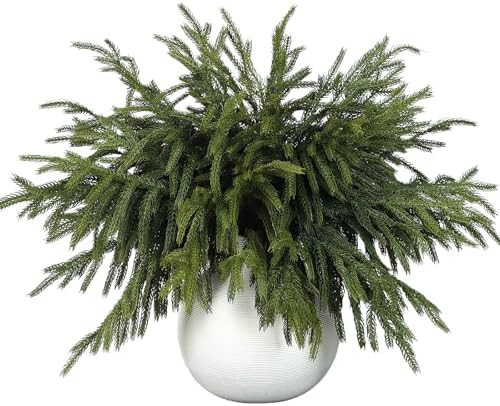 32 Pcs Real Touch Norfolk Pine Branch -18" Artificial Christmas Green Plants Branches Faux Greene... | Amazon (US)